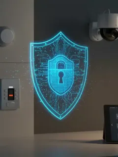 Smart home devices secured with cybersecurity protection shield