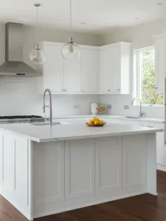 Modern open concept kitchen with island and efficient L-shaped layout