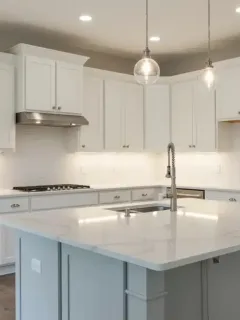 Modern renovated kitchen with new cabinets and countertops representing home renovation loan benefits