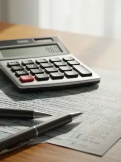 IRS tax documents and calculator representing EITC tax benefits