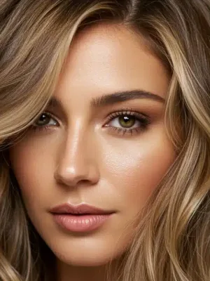 Woman with stunning bronde hair color showing brown and blonde blend