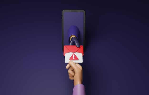 A smartphone displaying a phishing email with a fake login page. The email appears to be from a legitimate company but contains subtle errors and a sense of urgency to trick the user into entering their credentials.