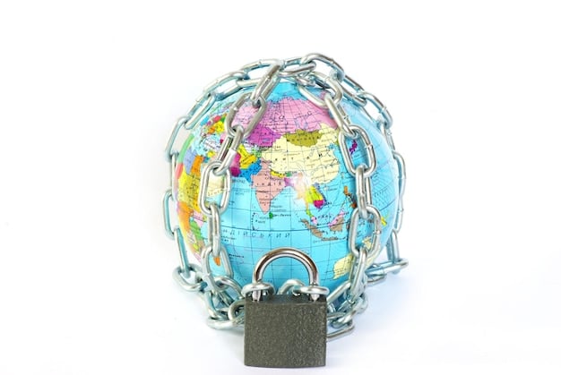 A padlock icon superimposed on a world map, symbolizing the global reach of identity theft and the need for comprehensive protection.