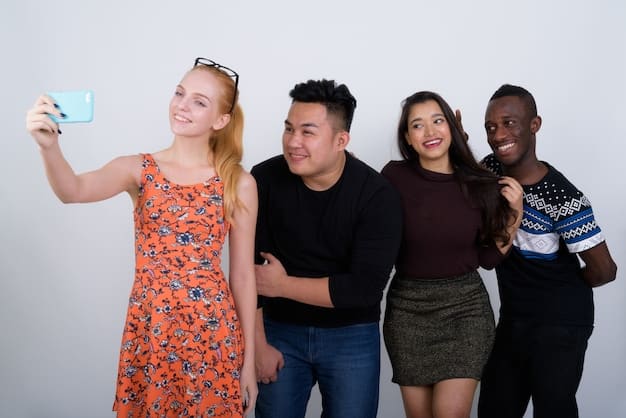 A split image: on one side, a person taking multiple selfies in different poses; on the other side, a person laughing naturally with friends, unposed and genuine. This visually represents the contrast between curated versus authentic online presence.