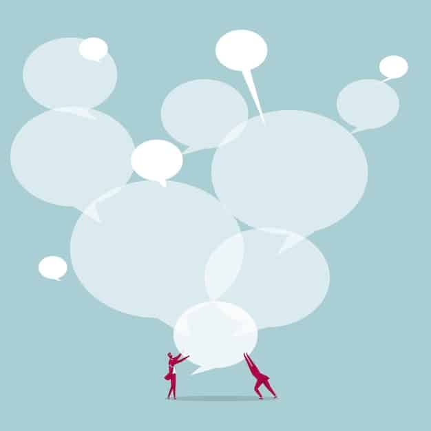 An illustrative representation of a filter bubble, with people inside bubbles that reflect only their own opinions and news sources. The bubbles are isolated and do not interact, symbolizing the lack of exposure to diverse perspectives.