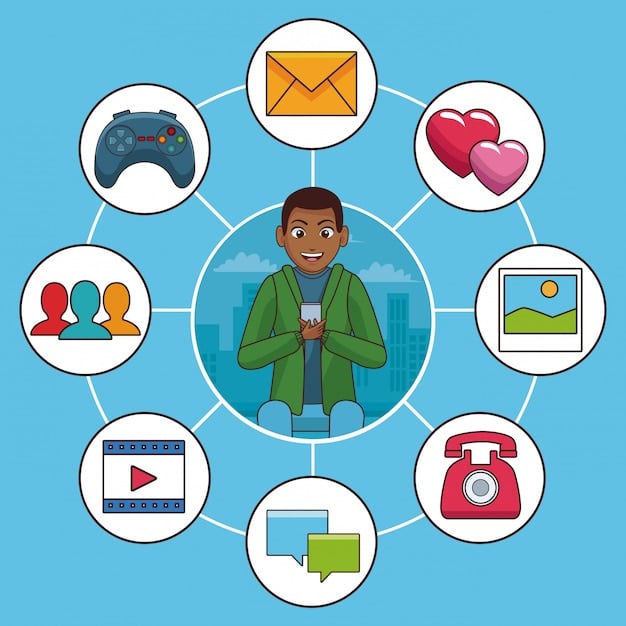 A graphic illustrating the different strategies used by social media platforms to capture and retain user attention, such as personalized feeds, notifications, and gamification elements.