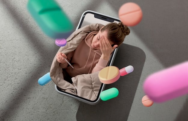 A person looking stressed and overwhelmed while surrounded by social media icons and notifications. The image conveys the negative impact of excessive social media usage on mental health.