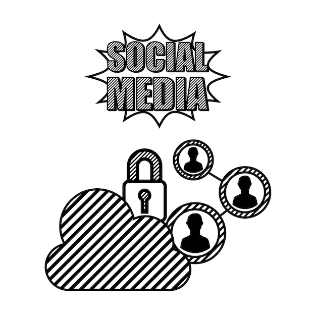 A graphic depicting various social media icons with padlocks over them, symbolizing the need for enhanced privacy settings and data protection measures. Includes data streams and user profile silhouettes in the background.