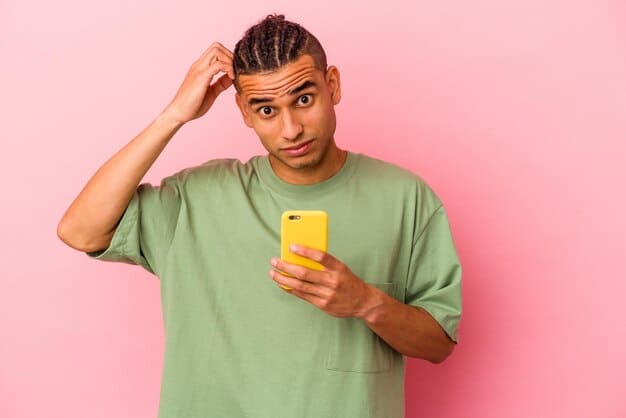 A person is looking at their phone with a concerned expression. Surrounding the phone are images of happy couples, highlighting the potential for social media to fuel jealousy and insecurity. The overall tone is slightly anxious.