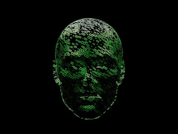 A digitally distorted face symbolising data vulnerability and privacy concerns relating to facial recognition technology.