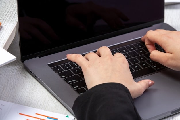 A person's hands typing on a laptop keyboard. The screen displays a login page for a bank account, with a warning symbol superimposed on it, highlighting the risk of accessing sensitive information on public Wi-Fi.