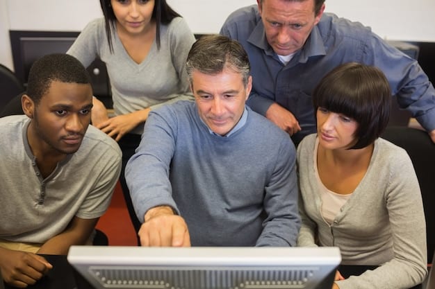 An image depicting a diverse group of employees participating in a cybersecurity training session, emphasizing interactive learning.