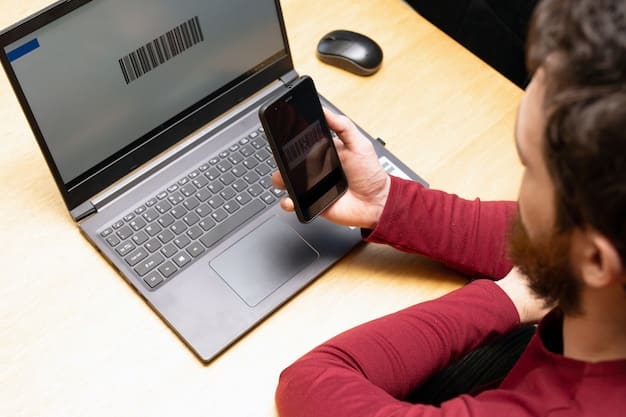 Password manager on a laptop screen, a smartphone displaying a one-time password authentication, and a hardware security key on a desk, symbolizing different layers of security. The backdrop might show generic office supplies and a calendar.