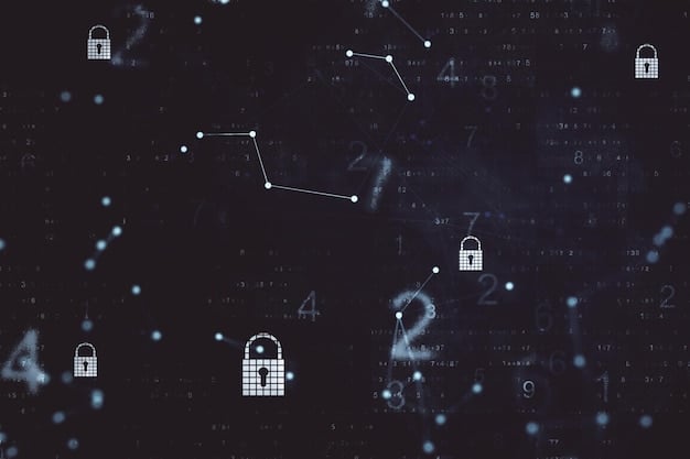 A visual representation of privacy controls with a lock icon and data points interconnected, illustrating the complexity of modern data privacy.