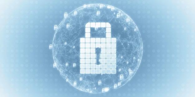 A padlock icon overlaid on a digital network, symbolizing secure data and encrypted online communication.