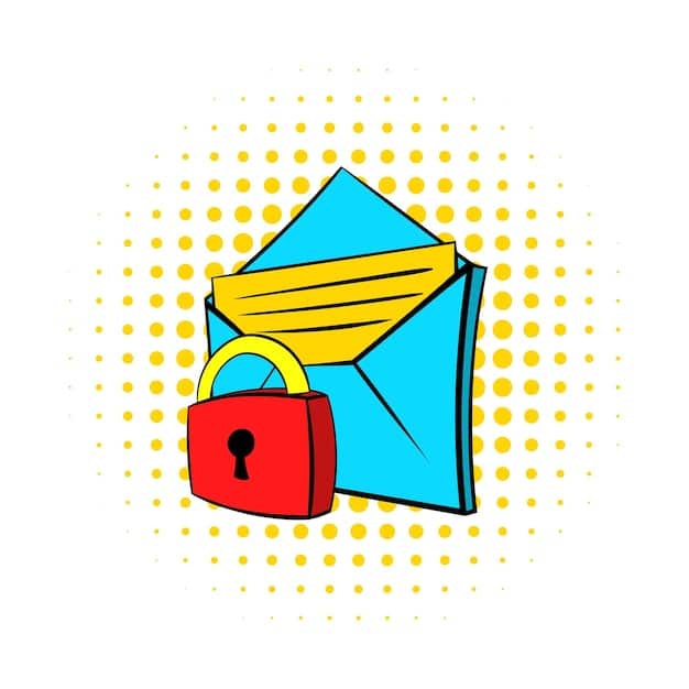 A visual representation of a padlock icon superimposed on an email envelope, surrounded by various cybersecurity symbols like shield, fingerprint, and multi-factor authentication icons, all set against a secure, glowing blue digital background.