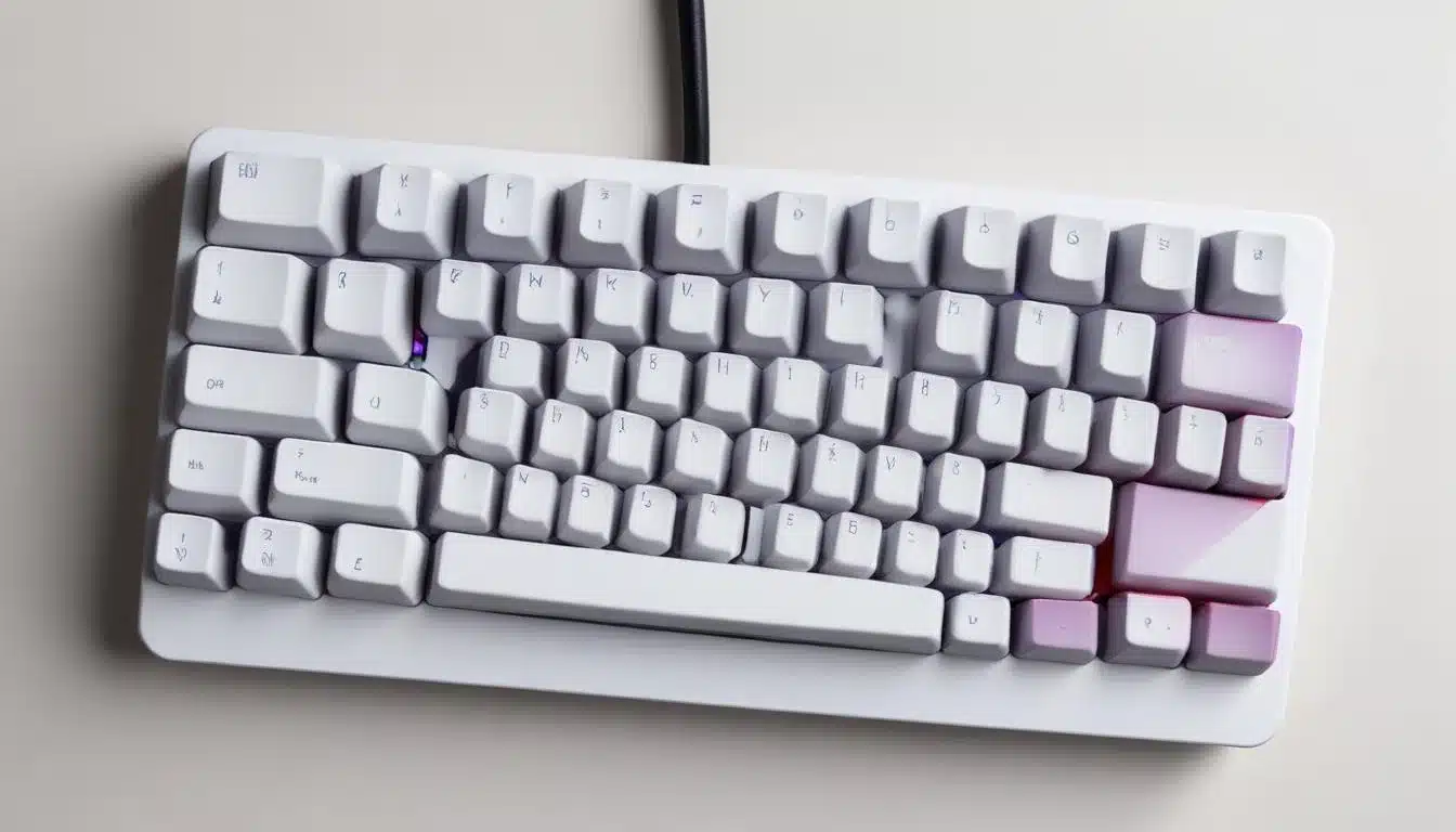 Minimalist 60 percent mechanical gaming keyboard with custom keycaps