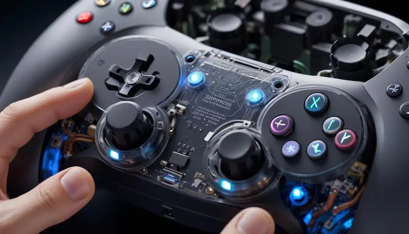 Internal view of DualSense haptic motors, illustrating precision vibration technology.
