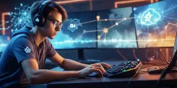 Gamer focused on screen, strong internet connection for Xbox Cloud Gaming speed.