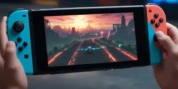 Nintendo Switch console in handheld mode showcasing hidden features on screen.