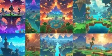 A vibrant collage of five Nintendo Switch hidden gem game screenshots, showing diverse art styles and genres.