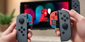 Close-up of worn Nintendo Switch Joy-Cons with visible analog stick drift issues.