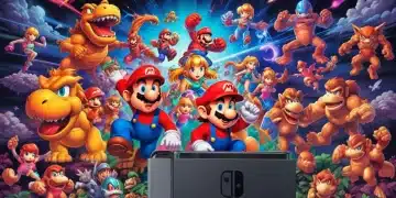 Nintendo Switch displaying a collage of classic NES and SNES game characters
