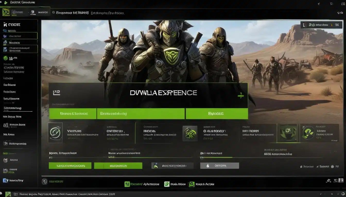 Nvidia GeForce Experience application showing 'Download Driver' button for a new update.