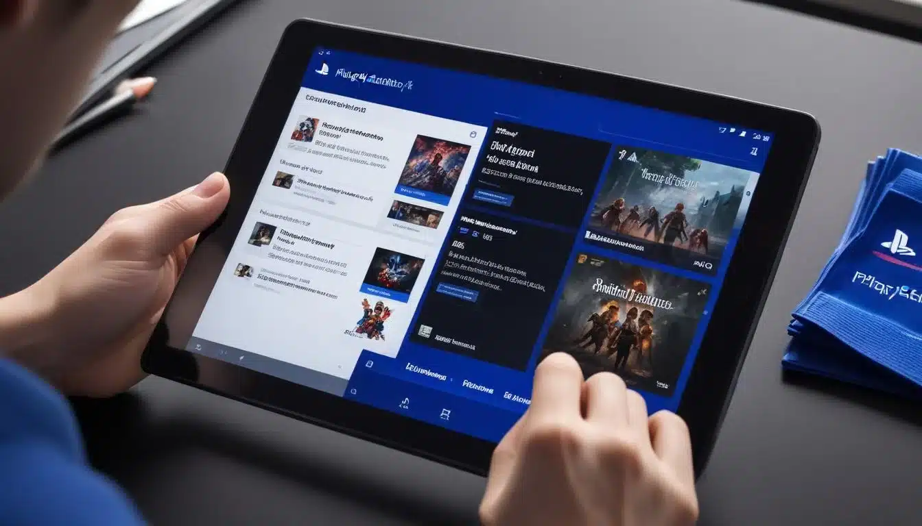 Person browsing PlayStation blog for event announcements on a tablet
