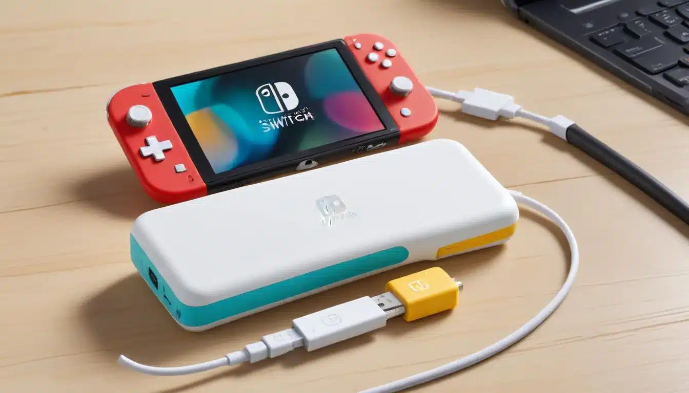 Portable power bank charging Nintendo Switch Lite