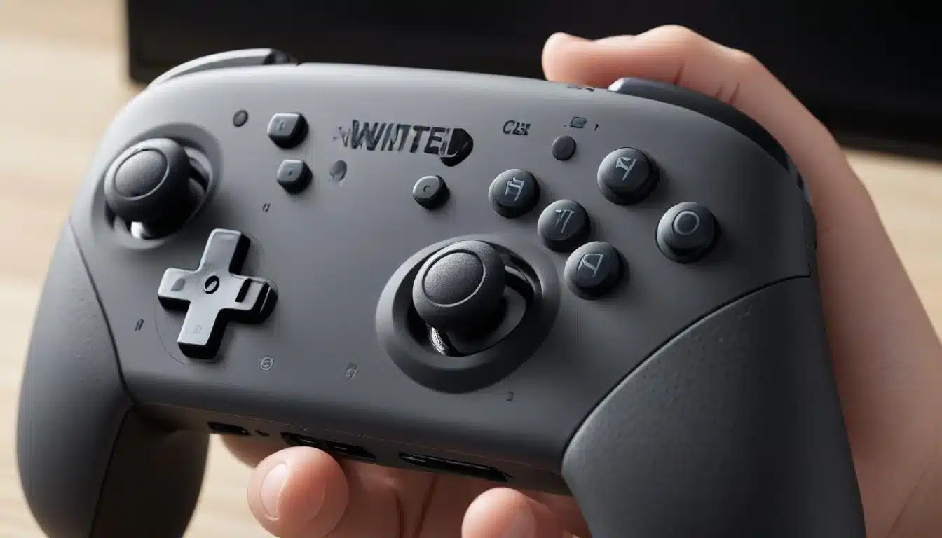 Back of Nintendo Switch Pro Controller, showing textured grips and USB-C port