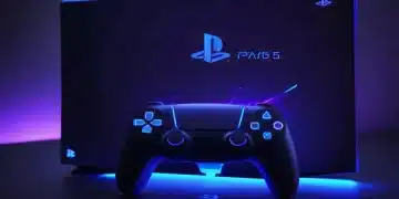 PlayStation 5 console displaying latest system software update interface with vibrant colors and sleek design.