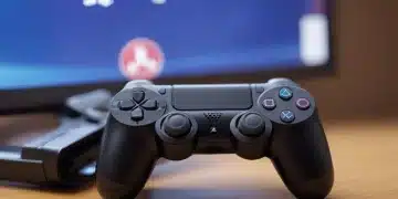 PlayStation controller with security lock icon for PSN account protection