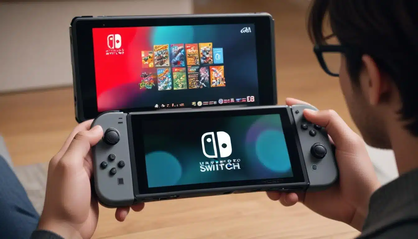 Person troubleshooting Nintendo Switch in recovery mode