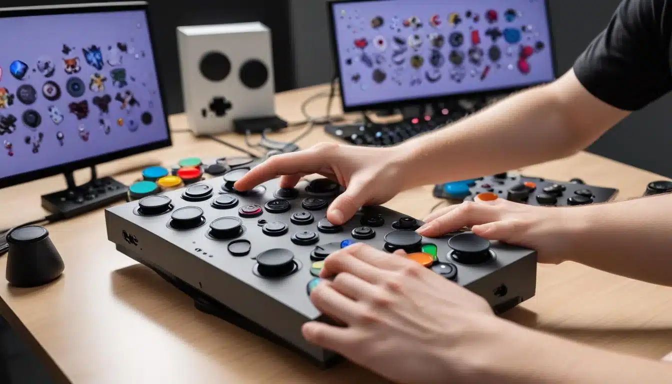 Gamer using Xbox Adaptive Controller with custom input devices