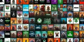 Xbox Game Pass Ultimate logo with various game covers, representing its extensive library and digital nature in 2025.