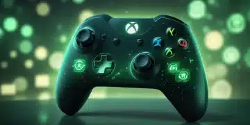 Xbox controller with glowing green accents and reward icons, symbolizing exclusive content and benefits.