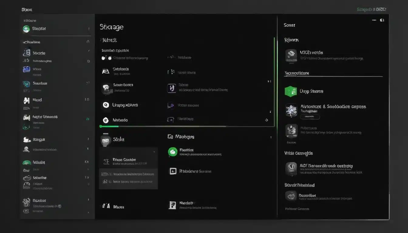 Xbox Series X storage management screen displaying internal storage and game management options.