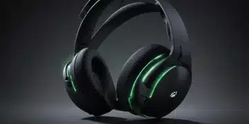 Xbox Wireless Headset showcasing its sleek design and advanced controls with glowing earcups.