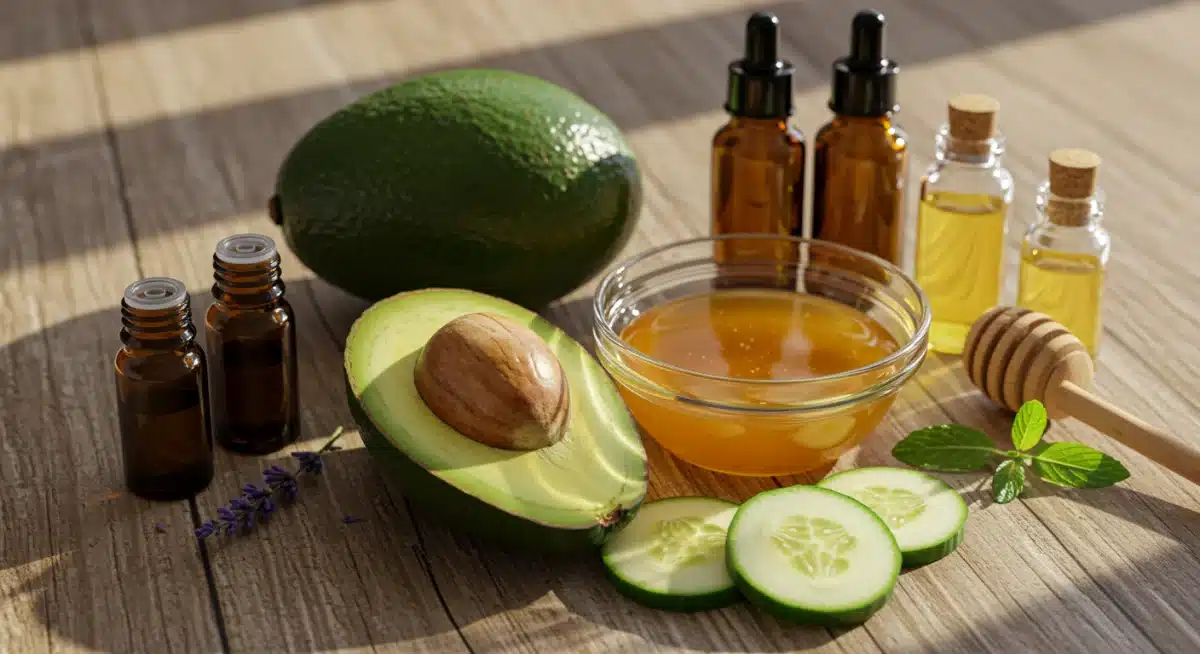 Natural face mask ingredients arrangement