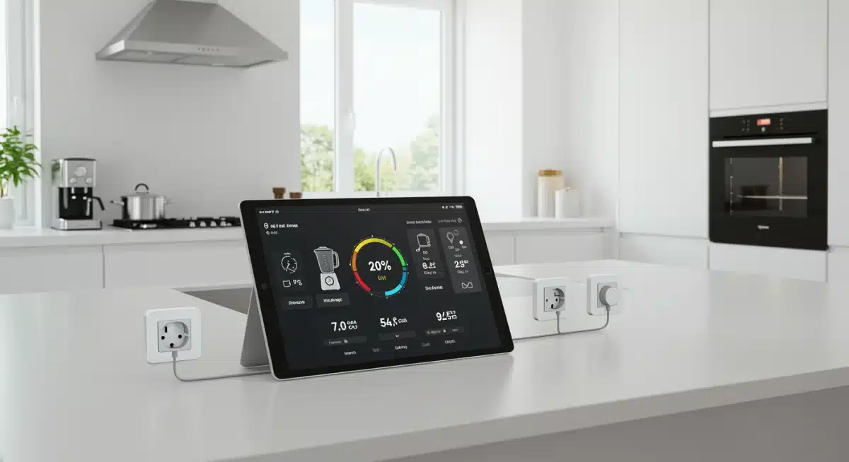 Smart plugs and energy monitoring dashboard in kitchen